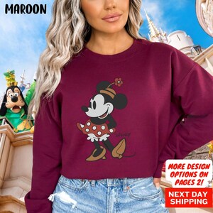 Sweat pose Minnie Mouse classique Disney, sweat Minnie, sweat vacances vacances Disneyland, sweat rétro Disney image 6
