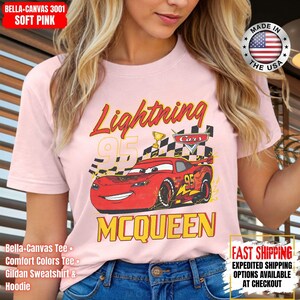 Vintage Lightning McQueen Comfort Colors Shirt, Disney Pixar Cars Shirt, Retro McQueen Graphic Tee, Disney Family Vacation Trip Shirt 2026 image 4