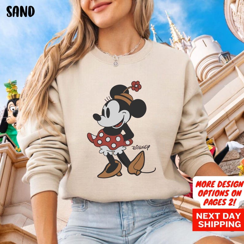 Sweat pose Minnie Mouse classique Disney, sweat Minnie, sweat vacances vacances Disneyland, sweat rétro Disney image 1