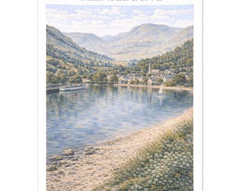 Glenridding Wall Art Print – Cumbria Ullswater Village Travel Poster, A2 A3 A4