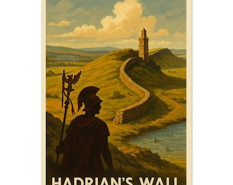 Hadrian's Wall Art Print | Vintage Northumberland Travel Poster