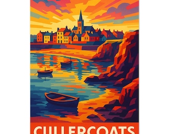 Cullercoats Vintage Travel Poster | North East Coastal Wall Art Print / vintage style seaside poster