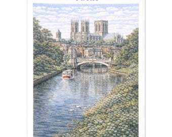 York Wall Art Print – North Yorkshire Historic City Travel Poster, A2 A3 A4