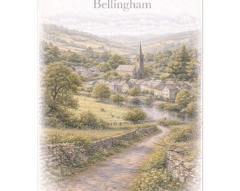 Bellingham Wall Art Print – Northumberland Market Village Travel Poster, A2 A3 A4