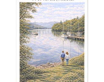 Windermere Wall Art Print – Cumbria Lake District Town Travel Poster, A2 A3 A4