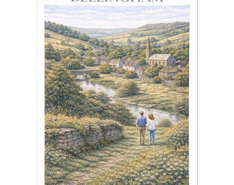 Bellingham Wall Art Print – Northumberland Market Village Travel Poster, A2 A3 A4