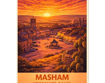 Masham Wall Art Print – North Yorkshire Market Town Travel Poster, A2 A3 A4