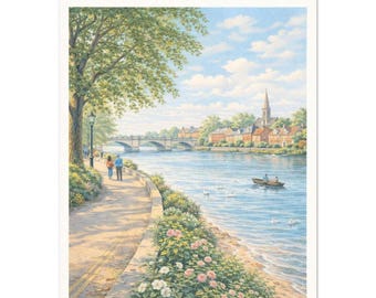 Lámina de Barnes / Arte mural de Londres / Póster de viaje / Lámina artística del Reino Unido