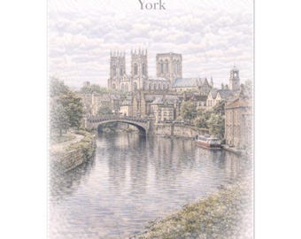 York Wall Art Print – North Yorkshire Historic City Travel Poster, A2 A3 A4