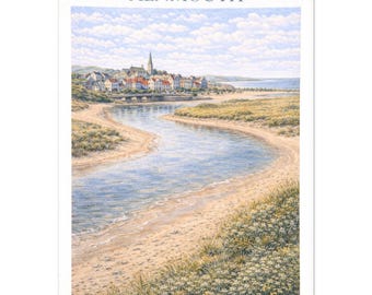 Alnmouth Wall Art Print – Northumberland Coastal Village Travel Poster, A2 A3 A4