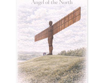 Angel of the North Wall Art Print – Tyne and Wear Landmark Travel Poster, A2 A3 A4