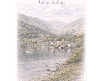 Glenridding Wall Art Print – Cumbria Ullswater Village Travel Poster, A2 A3 A4