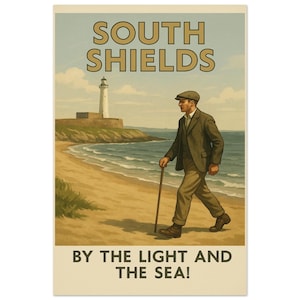 Souter Lighthouse Art Print | South Shields Vintage Travel Poster