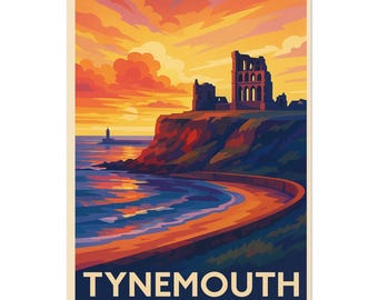 Tynemouth Priory Vintage Travel Poster | North East Coast Art