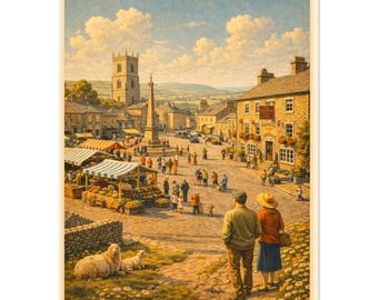 Masham Wall Art Print – North Yorkshire Market Town Travel Poster, A2 A3 A4