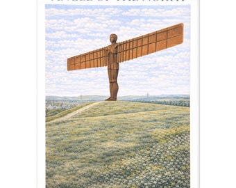 Angel of the North Wall Art Print – Tyne and Wear Landmark Travel Poster, A2 A3 A4