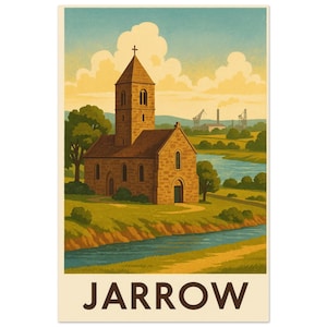 Lámina artística de Jarrow / Póster de viaje vintage, Iglesia de San Pablo
