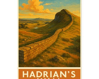 Hadrian's Wall Art Print | Vintage Northumberland Travel Poster