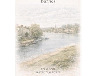 Lámina de Barnes / Arte mural de Londres / Póster de viaje / Lámina artística del Reino Unido