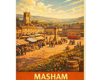 Masham Wall Art Print – North Yorkshire Market Town Travel Poster, A2 A3 A4