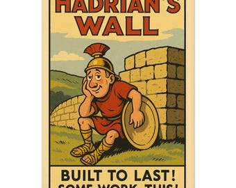 Hadrian's Wall Art Print | Vintage Northumberland Travel Poster
