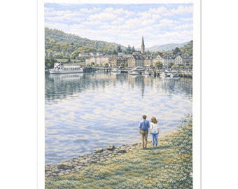 Bowness-on-Windermere Wall Art Print – Cumbria Lakeside Town Travel Poster, A2 A3 A4