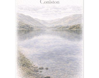 Coniston Wall Art Print – Cumbria Lake District Village Travel Poster, A2 A3 A4