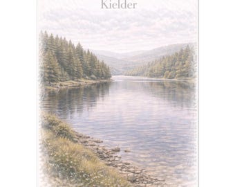 Kielder Wall Art Print – Northumberland Forest & Reservoir Travel Poster, A2 A3 A4