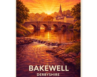 Art Print Bakewell – Peak Distrikt Markt Town Reiseplakat, A2 A3 A4