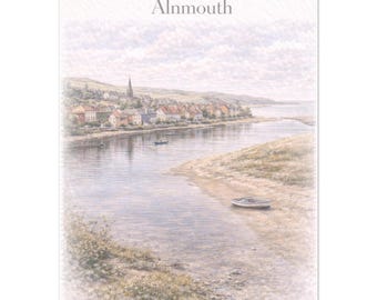 Alnmouth Wall Art Print – Northumberland Coastal Village Travel Poster, A2 A3 A4