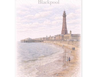 Blackpool Wall Art Print – Lancashire Seaside Resort Travel Poster, A2 A3 A4