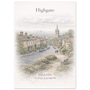 Highgate Print | London Wall Art | Travel Poster | UK Art Print