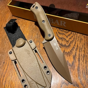 Ka-Bar BK18 Desert Tan Hunting Knife - Carbon Steel, Micarta Sheath