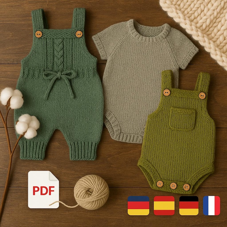 Baby Romper Knitting Pattern Bundle | Newborn Outfit DIY (PDF Download ...