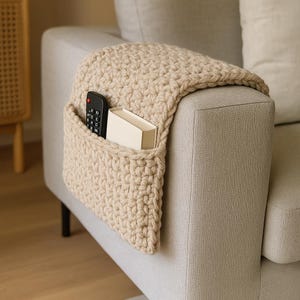 Sofa Organizer Crochet Pattern | Remote Holder & Storage Pocket | Easy Beginner Crochet Pattern PDF in 4 Languages