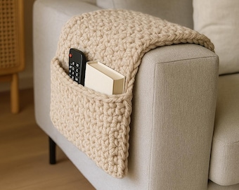 Patrón de ganchillo para organizador de sofá / Soporte para mando a distancia y bolsillo de almacenamiento / Patrón de ganchillo fácil para principiantes en PDF en 4 idiomas