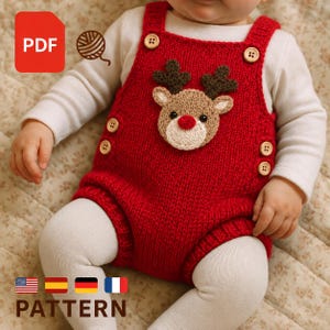 Baby Romper Crochet Pattern | 0–12 Age | Unisex Baby Outfit | DIY Holiday Outfit | Baby Shower Gift | Digital Download | Christmas Overalls