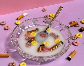 TrashTray Froot Loops + Zs in Kristallschale | Kunst Aufbewahrung, unique Home Accessoires, Colorful, cool home decor, gift idea, handmade