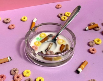 Cenicero de resina hecho a mano con Froot Loops y Zs | Cenicero Pop Art | Idea de regalo, decoración única, regalo de Navidad