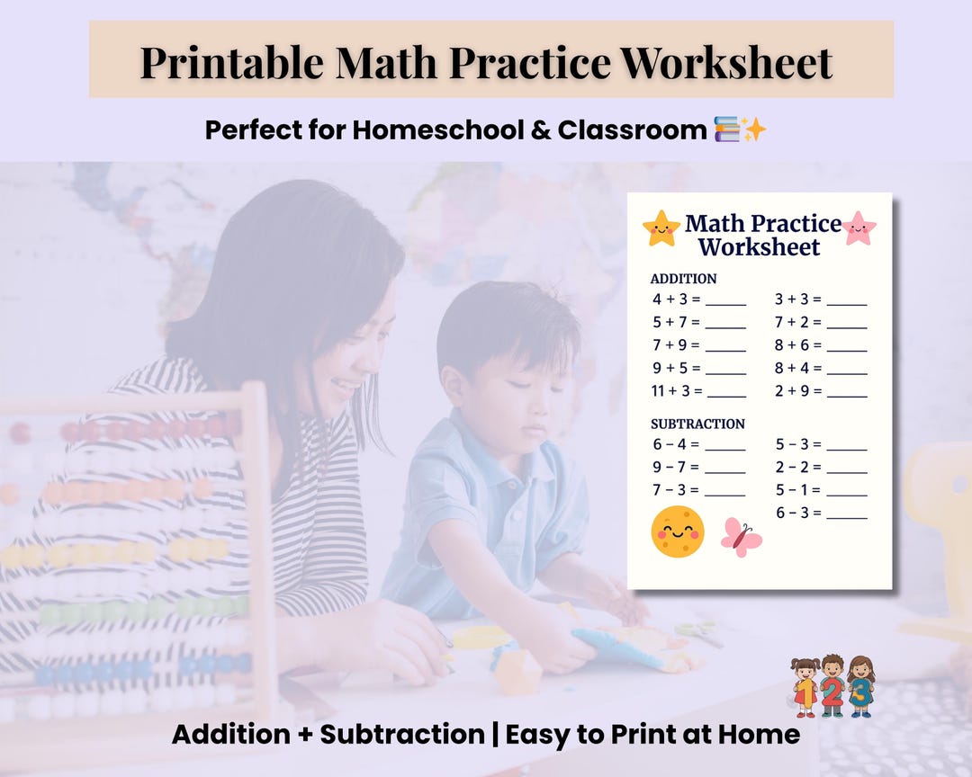 How To Practice Math Printable Math Practice Worksheet for Kids | Addition & Subtraction ...