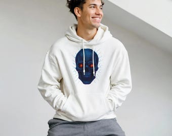 Hoodie met blauwe schedelprint: uniseks gothic streetwear-trui