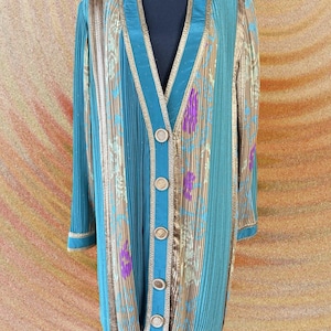 Vintage 1980’s Jeanne Marc Multicolor Pleated Tunic Blouse Size M 12/14