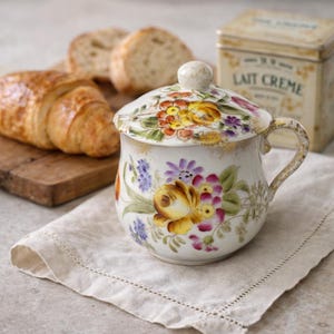 Jarrones para crema de porcelana de Limoges CFH GDM, década de 1910, antiguos.