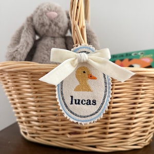 Personalized Embroidered Easter Basket Tag- Duck