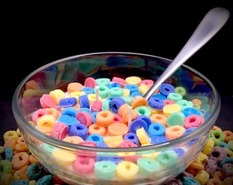 Fruit Loops flingljus med sked | Realistiskt matljus | Sojavax | Heminredning