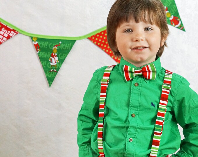 Christmas Suspender & Bow Tie Set Holiday Suspenders Etsy