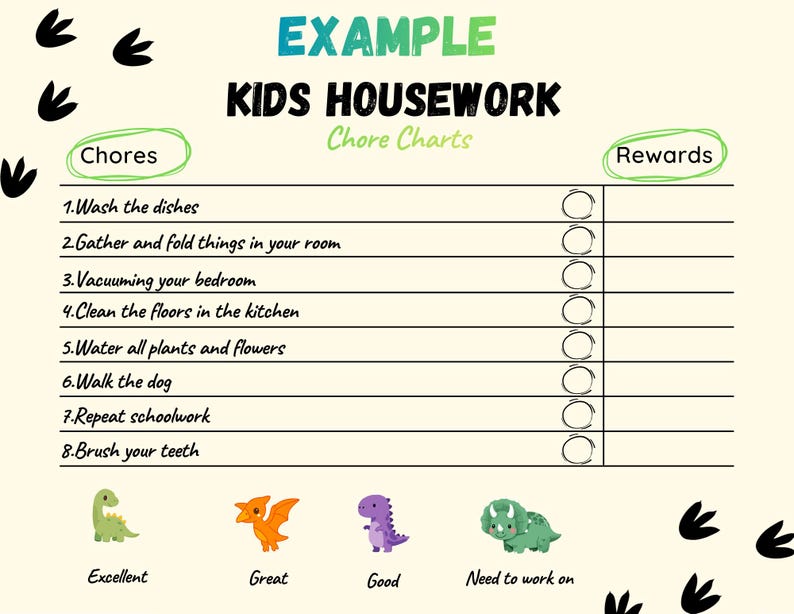 Dinosaur Chore Chart for Kids | Printable Dino Reward Chart | Children ...