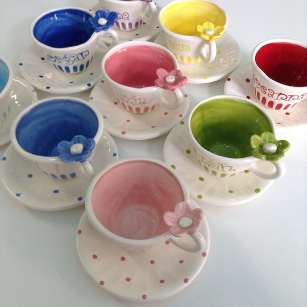 10 Child size  Personalized tea cup party favors