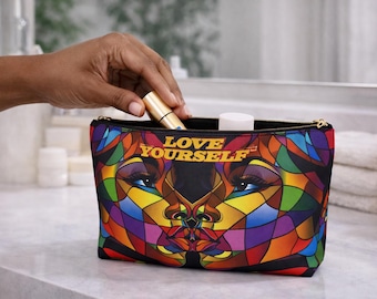 Self Love Accessory Pouch - Colorful Inspirational Makeup Bag