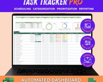 Google Sheets Task Tracker Pro: Productivity Planner Template (Digital Download